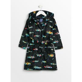 Black Super Car Fleece Dressing Gown