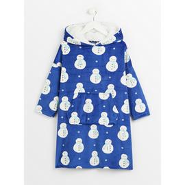 Kids' Christmas Family Dressing Blue Snowman Hooded Blanket