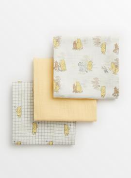 Winnie The Pooh Muslin Squares 3 pack One Size