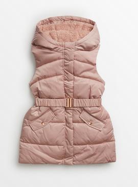 Pink Longline Belted Gilet