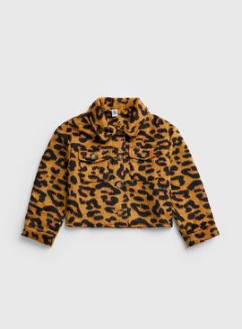 Brown Leopard Print Cropped Shacket