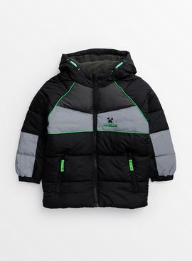 Minecraft Black Hooded Puffer Coat