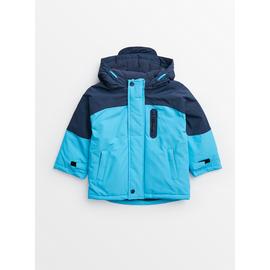 Blue Colourblock Waterproof Jacket