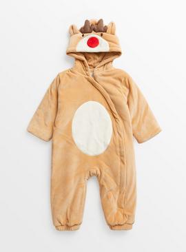 Beige Rudolph The Reindeer Pramsuit