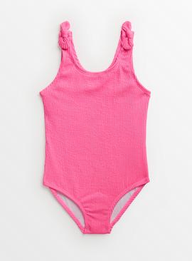 Neon Pink Textured Swimsuit 9 years