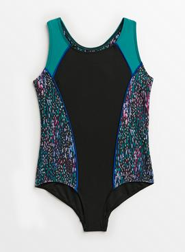 Black & Green Cut Out Sports Swimsuit
