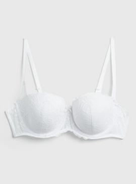 A-E White Recycled Lace Balcony Bra