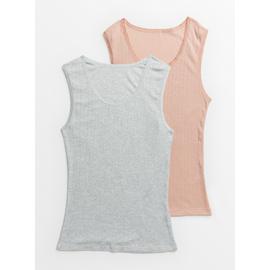 Blush & Grey Pointelle Maximum Warmth Thermal Vest 2 Pack
