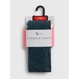 Teal Glittery Opaque Tights