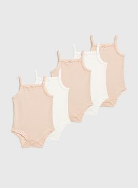 Pink & Cream Ribbed Strappy Bodysuits 5 Pack