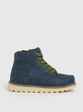 Navy Lace Up Ankle Boot