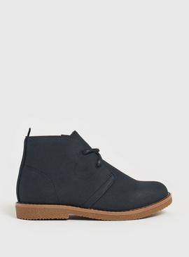 Navy Faux Suede Boots