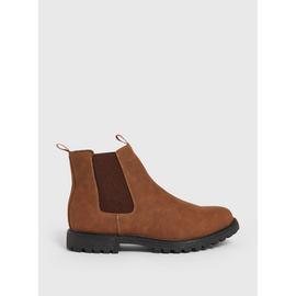Brown Faux Suede Chelsea Boots