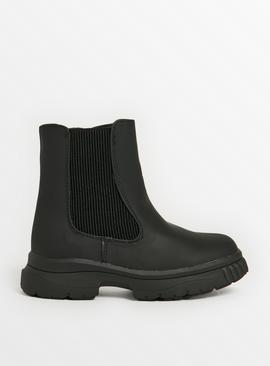 Black Chunky Chelsea Boots