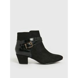 Black Faux Suede Heeled Boots