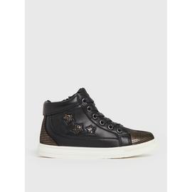 Black & Gold Star High Top Trainer