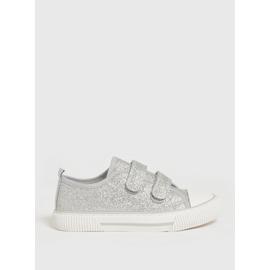 Silver Glitter Canvas Trainers