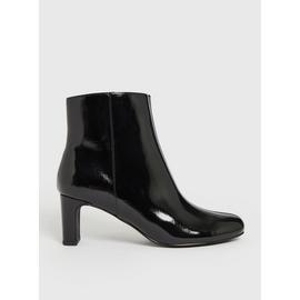 Black Patent Heeled Ankle Boot