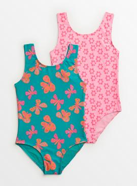 Butterfly & Floral Swimsuit 2 Pack 6 years