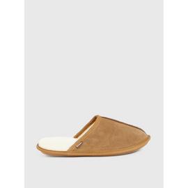 totes Tan Suede Mule Slippers With Faux Fur