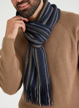 Navy & Khaki Stripe Scarf One Size