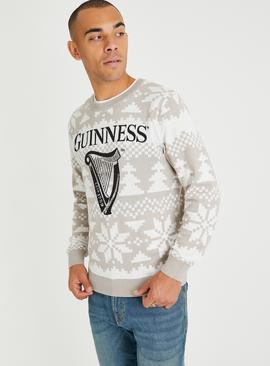 Guinness Christmas Beige Fair Isle Jumper