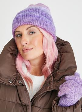 Purple Ombre Knit Hat One Size
