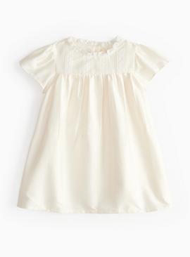 Ivory Satin Lace Detail Christening Dress