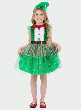 Christmas Miss Elf Fancy Dress Costume