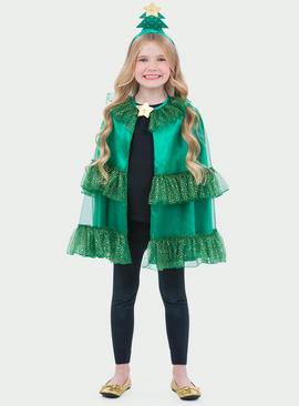 Christmas Tree Nativity Fancy Dress Cape & Headband One Size