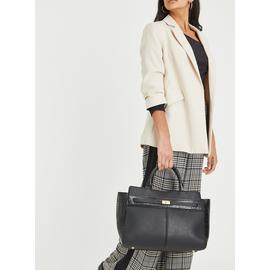 Black Faux Croc Trim Bag One Size