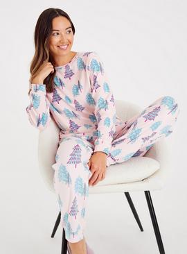 Pink Christmas Tree Slinky Fleece Pyjamas