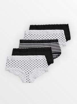 Mono Spot, Stripe & Plain Briefs 5 Pack