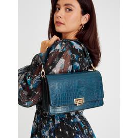 Teal Mock Croc Cross Body Bag One Size