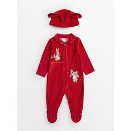 Peter Rabbit 'My First Christmas' Sleepsuit & Hat
