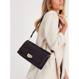 Black Mock Croc Cross Body Bag One Size