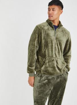 Khaki green Coord Half-Zip Fleece 