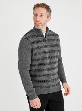 Grey Stripe Quarter Zip Jumper