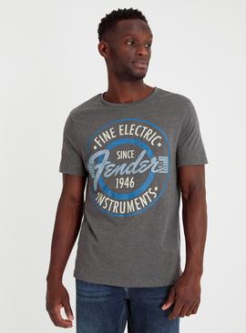 Fender Grey Graphic Print T-Shirt