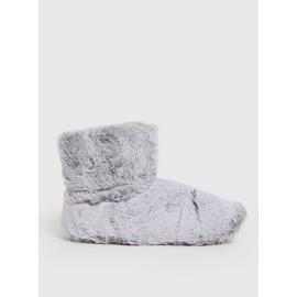 Grey Faux Fur Slipper Boots