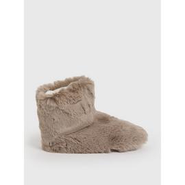 Mocha Faux Fur Slipper Boots
