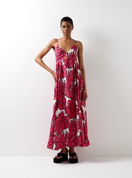 For All The Love Printed Tie Back Ruched Bust Midaxi Dress