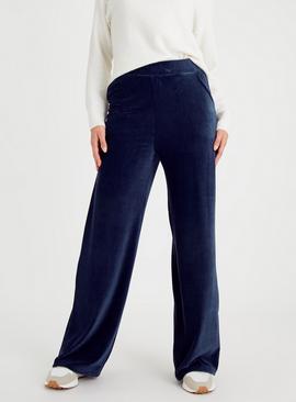Ribbed Velour Wide Leg Coord Trousers