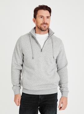 Grey Marl Half Zip Sweatshirt