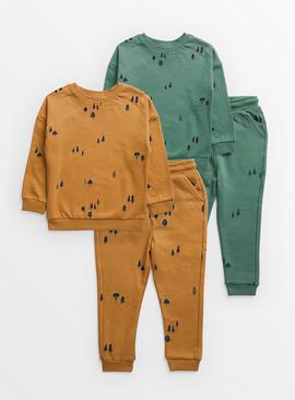 Tan & Green Sweatshirt & Joggers Set 2 Pack