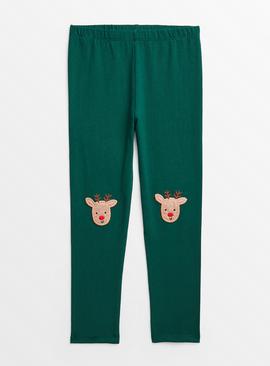 Green Knee Badge Christmas Leggings