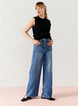 EVERBELLE Mid-Indigo Wide Leg Jeans