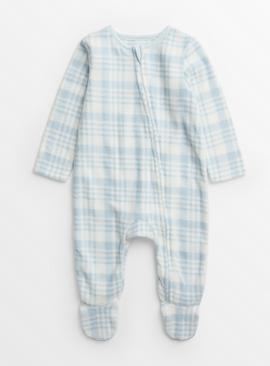 Blue Check Fleece Sleepsuit 9-12 months