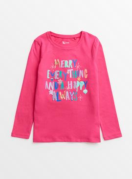 Pink Christmas Slogan Top