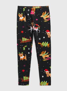 Christmas Festive Dog Print Leggings
